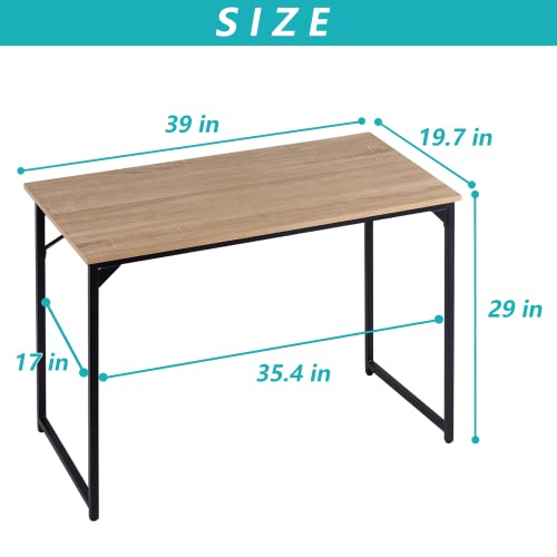 BestOffice Gaming Home Office Writing Study Table Modern Simple Style PC Desk with Metal Frame，Nature