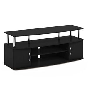 furinno jaya large entertainment stand for tv up to 55 inch, americano/chrome