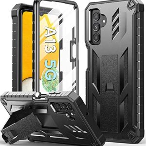for Samsung Galaxy A13 5G Case: TPU Soft Shock Proof Protection | Matte Textured Design Shell - Heavy Duty Military Grade Rugged Cell Phone Protective Cover with Kickstand for A13 5G (Black)