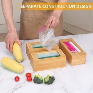 FamRica Ziplock Bag Storage Organizer Bamboo Ziplock Bag Organizer for Drawer, Baggie Holder Compatible with Gallon Quart Snack and Sandwich Size Storage Bags, Freezer Bags and Slider Bags