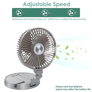 Mayeecare Foldaway Stand Fan, Adjustable Desk Fan Table Fan, Rechargeable Fan Ultra Lightweight Portable Fan with 3 Speed & 3 Brighness for Outdoor Camping Travel, Home, Office, Kitchen