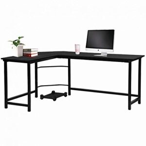 computer desk l-shape desk home office gaming desk corner pc laptop standing desk table study writing workstation with free cpu stand monitor stand study table,space-saving