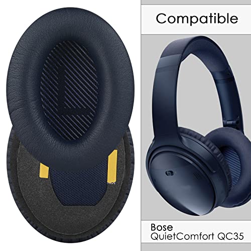 Ear Pads for Bose QC45 QC35 QC35 ii Gaming QC15 QC25 AE2 AE2i AE2w SoundTrue SoundLink Around-Ear Headphones Replacement Ear Cushions, Ear Covers, Headset Earpads (Protein Leather/Midnight Blue)