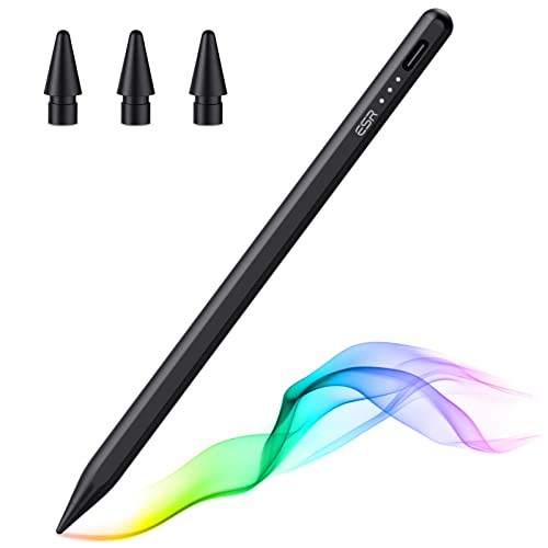 ESR Stylus Pen for iPad, iPad Pencil with Tilt Sensitivity, Palm Reiection, iPad Stylus with Magnetic Atachment for iPad Pro 12.9/11, iPad Air 5/4, iPad mini 6, and iPad 10th/9th/8th Generation, Black