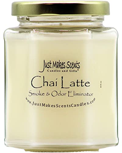 Chai Latte Scented Smoke and Odor Eliminator Candle - Neutralizes Cigarette, Food and Pet Smells - Hand Poured in The USA by Just Makes Scents
