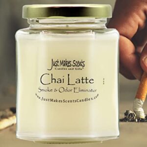 Chai Latte Scented Smoke and Odor Eliminator Candle - Neutralizes Cigarette, Food and Pet Smells - Hand Poured in The USA by Just Makes Scents