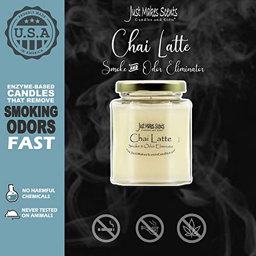 Chai Latte Scented Smoke and Odor Eliminator Candle - Neutralizes Cigarette, Food and Pet Smells - Hand Poured in The USA by Just Makes Scents