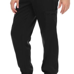 MediChic Mens Scrubs Stretch Scrub Joggers Pants with Six Pockets, Available in Over Eight Colors Black
