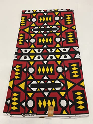 Beautiful African Wax Print Fabric | Simakaka African Print Fabric | Red, White, Yellow, Black African Print Fabric | African Tribal Print Fabric | Angola African Prints Fabric- 6 Yards