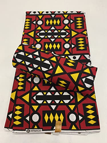 Beautiful African Wax Print Fabric | Simakaka African Print Fabric | Red, White, Yellow, Black African Print Fabric | African Tribal Print Fabric | Angola African Prints Fabric- 6 Yards