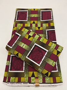 beautiful african prints fabric | african ankara wax print fabric | african lapper | african ankara wax print fabric/green, red & brow african fabric- 6 yards.