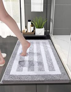 vodiver bathroom rugs mat for bathroom non slip, ultra soft washable and gray bath mats for bathroom(20x32, gray)