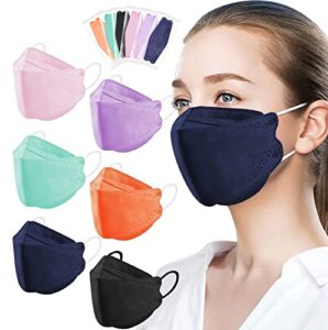 60pcs kf94 disposable face masks, kf94 mask, fish mouth type aldult safety four layer protective cup type mask,comfortable breathable,and protection rate of 95%, suitable for all adults (pure)
