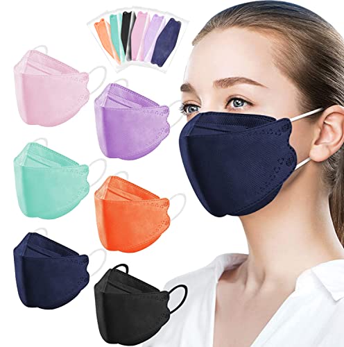 60Pcs KF94 Disposable Face Masks, KF94 Mask, Fish Mouth Type Aldult Safety Four Layer Protective Cup Type mask,Comfortable Breathable,and Protection Rate of 95%, Suitable for all Adults (Pure)