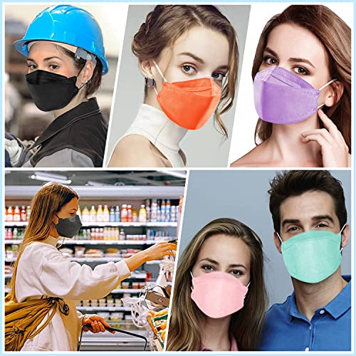 60Pcs KF94 Disposable Face Masks, KF94 Mask, Fish Mouth Type Aldult Safety Four Layer Protective Cup Type mask,Comfortable Breathable,and Protection Rate of 95%, Suitable for all Adults (Pure)