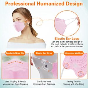 60Pcs KF94 Disposable Face Masks, KF94 Mask, Fish Mouth Type Aldult Safety Four Layer Protective Cup Type mask,Comfortable Breathable,and Protection Rate of 95%, Suitable for all Adults (Pure)