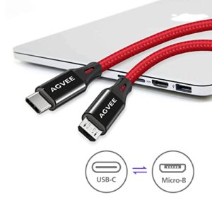 AGVEE 2 Pack 3ft USB-C OTG to Micro USB Cable, Braided Charger Data Sync Cord Charging Wire Adapter for Samsung Galaxy S7 S6, J7, J3, LG, PS4, Kindle, PS4 Xbox Controller, Android Phone, Red