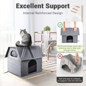 MIU Color Outdoor Cat House, Large Weatherproof Cat Houses for Outdoor/Indoor Cats, Feral Cat Shelter with Removable Soft Mat, Easy to Assemble, 17.1" x 13.4" x 16.6" inch