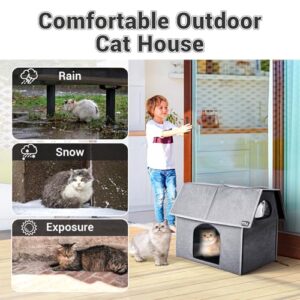 MIU Color Outdoor Cat House, Large Weatherproof Cat Houses for Outdoor/Indoor Cats, Feral Cat Shelter with Removable Soft Mat, Easy to Assemble, 17.1" x 13.4" x 16.6" inch