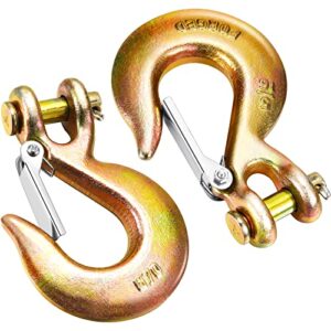 2 pack 5/16 inch chain hook, tow chains with hooks clevis slip hook with latch safety hook g70 tow chain clevis grab hook for trailer truck transport tow chain hook drag chain hooks heavy load