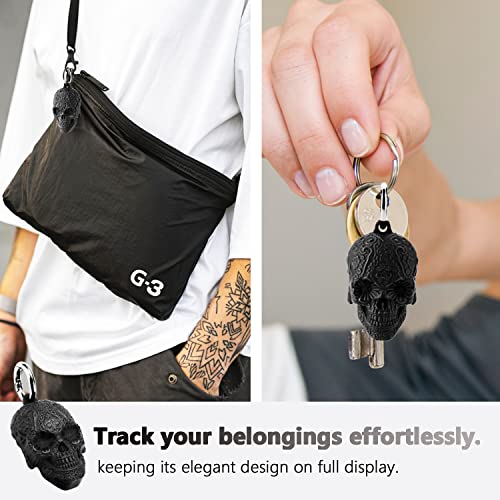 GOLLEY Compatible with Apple AirTag Case for AirTag Keychain,Airtag Holder,Anti-Scratchfor Apple AirTags Case Accessories,Silicone Protective case Secure Holder with Key Ring (Black Skull)