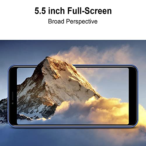 KXD 6A Unlocked Phone 5.5" Full Screen Smartphone 8MP HD+ Camera 8GB ROM with 64GB Extend Memory Android Cell Phones 2500mAh Battery Mobile Phone Blue