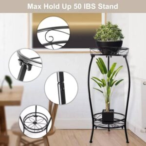 Tall Plant Stands Indoor Outdoor, 2Tier Metal Potted Flower Pot Stand for Multiple Planter,Heavy Duty Iron Planter Shelves Rack Anti-rust for Planter Garden 27" (Black)