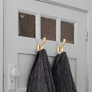 Hand Towel Holder Towel Robe Clothes Coat Hooks Metal Heavy Duty Wall Mount Hooks for Bath Bedroom Kitchen Pool Garage Hotel,2 Pack (Gold)