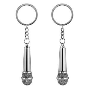fomiyes 2pcs microphone keychain music micro keyring decorative key holder bag purse pendant party favor