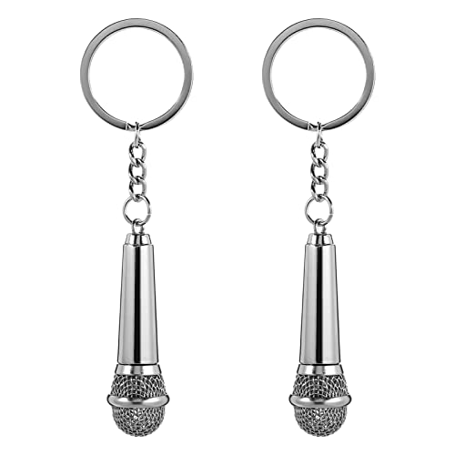 FOMIYES 2pcs Microphone Keychain Music Micro Keyring Decorative Key Holder Bag Purse Pendant Party Favor