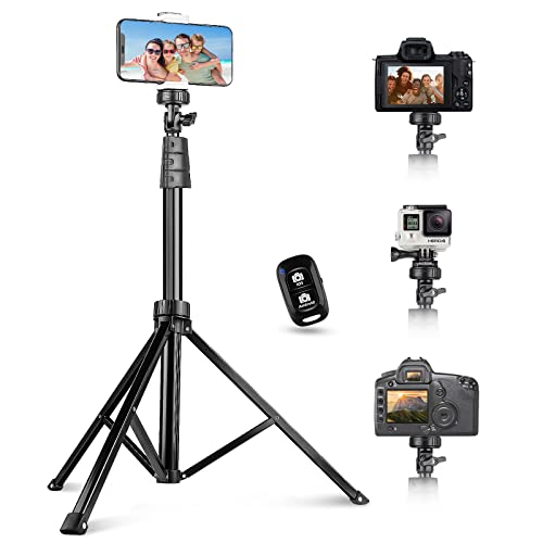 UBeesize 67" Phone Tripod&Selfie Stick, Camera Tripod Stand with Wireless Remote and Phone Holder, Perfect for Selfies/Video Recording/Live Streaming Black