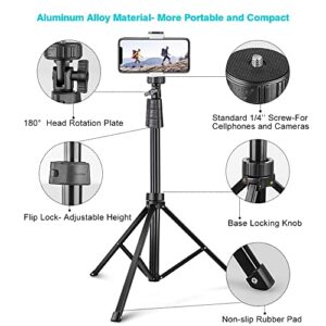 UBeesize 67" Phone Tripod&Selfie Stick, Camera Tripod Stand with Wireless Remote and Phone Holder, Perfect for Selfies/Video Recording/Live Streaming Black