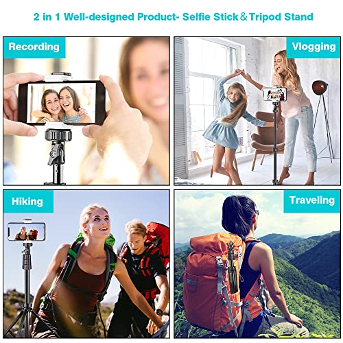 UBeesize 67" Phone Tripod&Selfie Stick, Camera Tripod Stand with Wireless Remote and Phone Holder, Perfect for Selfies/Video Recording/Live Streaming Black