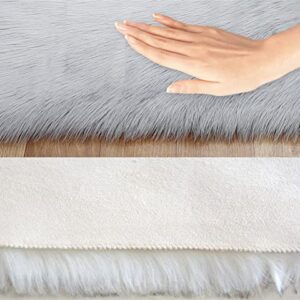 Lifup Soft Fluffy Non-Slip Faux Fur Sheepskin Area Rug for Living Room Bedroom Home Décor Brown 11.8 x 27.6 inch