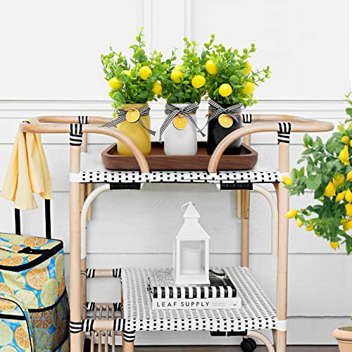 Lemon Mason Jar Table Centerpiece Faux Lemon Kitchen Decor and Accessories Lemona with Artificial Leaves Spring Summer Farmhouse Decoration for Home Tiered Tray Tabletop Display Yellow White Black 3