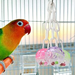 angel3292 Parrot Toy Colorful Bell Ball Plastic Hanging Toy Cute Bird Chew Toy Cage Toy for Cockatiel Parakeet Parrot Chew Toy Bite