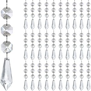 jishi hanging crystals 30-pack centerpieces decorations garland chandelier crystal beads strings, clear acrylic icicle christmas decor clearance tree ornaments, dangle prisms diamond gem jewel strands