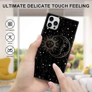 ZIYE Compatible with iPhone 13 Pro Max Case Square Antique Pattern Sun Moon and Stars Shockproof Anti-Scratch Slim Cover Durable PC Layer TPU Bumper Protective Phone Case-6.7 in