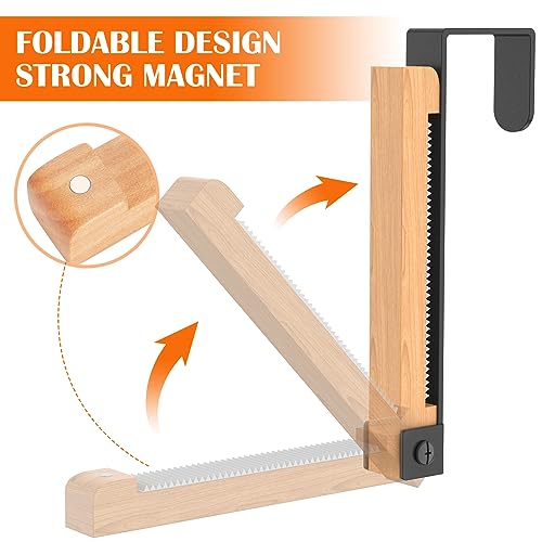 Mastom Folding Door Hook, Wooden Foldable Coat Hooks, Space Saving Over Door Hooks Perfect for Drying Clothes, Hanging Coat, Hat, Towel, Bag