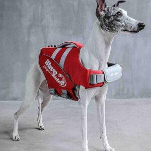 ZOOLAND Dog Life Jacket, Life Vest Reflective Stripes Adjustable Belt for Dog with Rescue Handle for Swimming Red M