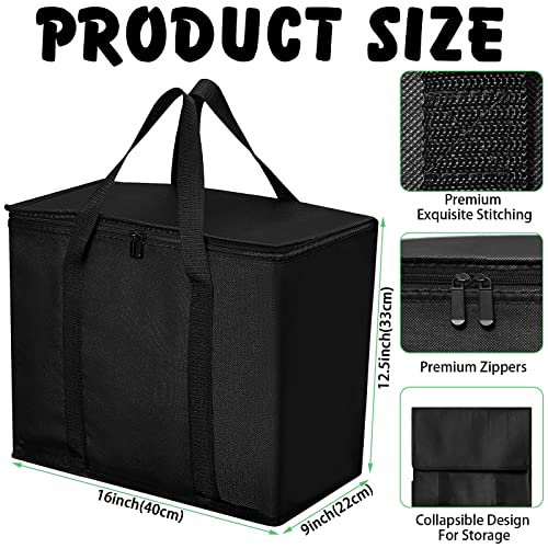 10 Pack Insulated Grocery Bags Food Delivery Bag Cooler Bag Reusable Insulated Shopping Bag with Sturdy Zipper and Handles Large Foldable Insulated Bag for Hot or Cold Food Delivery,Groceries,Travel