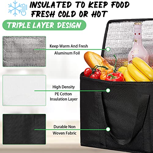 10 Pack Insulated Grocery Bags Food Delivery Bag Cooler Bag Reusable Insulated Shopping Bag with Sturdy Zipper and Handles Large Foldable Insulated Bag for Hot or Cold Food Delivery,Groceries,Travel