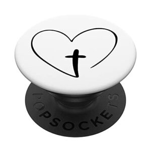 christian inspirational pop socket - jesus cross and heart popsockets swappable popgrip