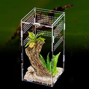 forkpie habitat terrarium enclosure reptile terrarium acrylic tank full view jumping spider tarantula enclosure, insects feeding tank for reptiles mantis lizard habitat snake gecko(4.7x4.7x7.8inch)