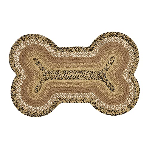 VHC Brands Kettle Grove, Bone Shape Indoor-Outdoor Rug, Recycled Polyester, Small, Black, 11.5x17.5