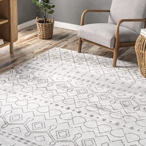 nuLOOM Audrey Machine Washable Geometric Moroccan Area Rug, 5x8, Ivory