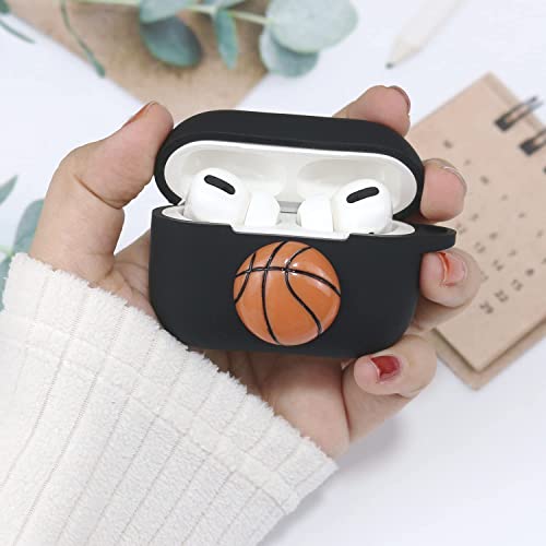 Wonhibo Basketball Airpod Pro Case for Men Boys,Silicone Sport Cool Black Cover for Apple Airpod Pro 2019 with Keychain Basketball is Life