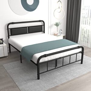 hazena queen bed frame - queen size platform bed frame with headboard and footboard no box spring needed for bedroom,guestroom(black)