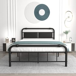 Hazena Queen Bed Frame - Queen Size Platform Bed Frame with headboard and Footboard no Box Spring Needed for Bedroom,guestroom(Black)