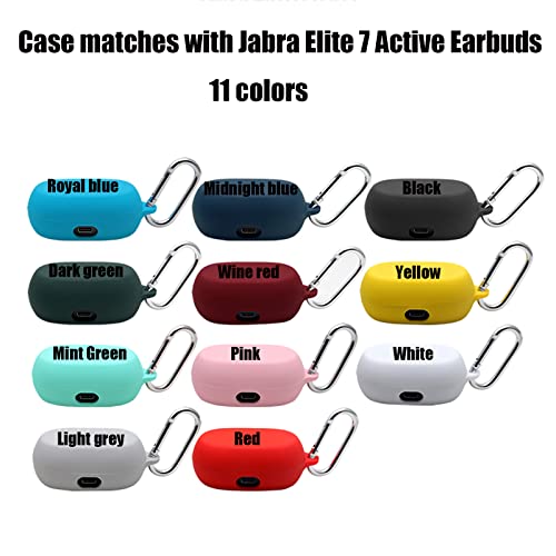 Silicone Case for Jabra Elite 7 Pro/Elite 7 Active in-Ear Bluetooth Earbuds, KJGLRSQH Premium Soft Skin Cover Shock-Absorbing,Anti-Scratch Protective Case with Keychain (Mint Green)